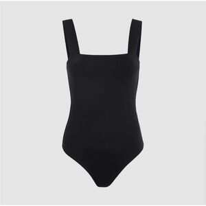 Nuuds Women's Black Sleeveless Square Neck Tank Bodysuit Sz M Staple Capsule